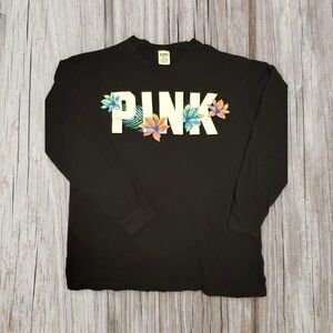 Victoria's Secret Black Floral PINK Long Sleeve